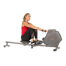 Load image into Gallery viewer, Sunny Health &amp; Fitness Compact Folding Magnetic Rowing Machine with LCD Monitor, Bottle Holder, 43 Inch Slide Rail, 285 LB Max Weight - Synergy Power Motion - SF-RW5801, Silver
