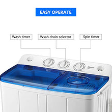 Load image into Gallery viewer, WANAI Portable Washing Machine, Compact Mini Twin Tub Washer (13lbs) + Spinner (8lbs), Top-loading Washing Machine with Timer, Ideal for Dorms, Apartments
