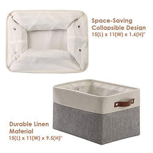 Load image into Gallery viewer, DECOMOMO Foldable Storage Bin | Collapsible Sturdy Fabric Storage Basket Cube W/Handles for Organizing Shelf Nursery Toy Closet (Grey and White, Large - 3 Pack)

