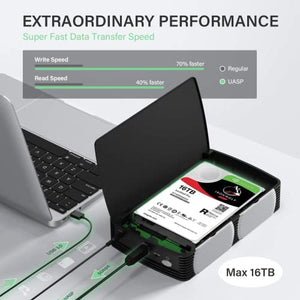 FIDECO SATA Hard Drive Enclosure Case with Fan, USB 3.0 SATA hdd enclosure for 2.5/3.5 inch SATA HDD/SSD, External Hard Drive Case,Support Up to 16TB