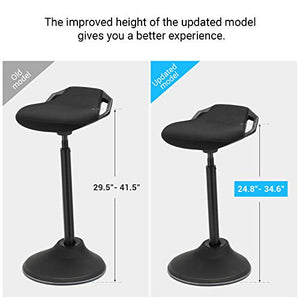 SONGMICS Standing Desk Chair 24.8-34.6 Inches, Adjustable Standing Stool, Sitting Balance Chair, Comfortable and Breathable Seat, Black UOSC02BK