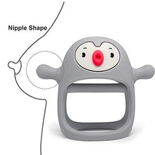 Load image into Gallery viewer, Smily Mia Penguin Buddy Never Drop Silicone Baby Teething Toy for 0-6month Infants, Baby Chew Toys for Sucking Needs, Hand Pacifier for Breast Feeding Babies, Car Seat Toy for New Born, Grey
