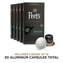 Load image into Gallery viewer, Peet&#39;s Coffee Espresso Capsules Nerissimo, Intensity 11, 50 Count Single Cup Coffee Pods Compatible with Nespresso Original Brewers
