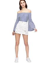 Load image into Gallery viewer, Verdusa Women's Casual Distressed Fray Hem A-Line Denim Short Skirt White XL
