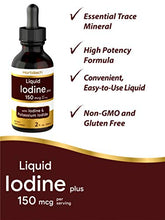 Load image into Gallery viewer, Liquid Iodine Solution Drops | 2 fl oz | 150 mcg | Iodine &amp; Potassium Iodine Supplement | Vegetarian, Non-GMO, Gluten Free Liquid Tincture | by Horbaach
