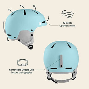 Retrospec Comstock Youth Ski & Snowboard Helmet for Kids - Durable ABS Shell, Protective EPS Foam & Cooling Vents - Adjustable Fit for Boys & Girls - Matte Blue Ridge, 52-55cm Small