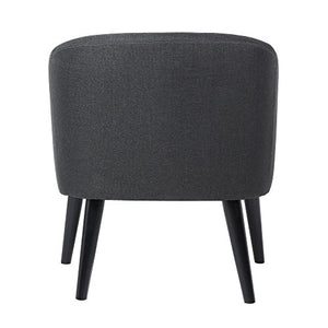 LSSBOUGHT Stylish Upholstered Button Tufted Fabric Living Room Accent Chair with Solid Wood Legs and Armrest, Charcoal