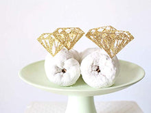 Load image into Gallery viewer, Diamond Ring Cupcake Toppers, Gold Glitter Cupcake Toppers, Bridal Shower Decorations
