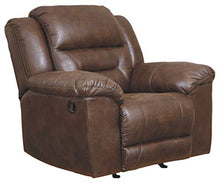 Load image into Gallery viewer, Signature Design by Ashley Stoneland Faux Leather Manual Pull Tab Rocker Recliner, Dark Brown
