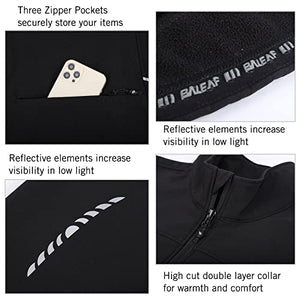 BALEAF Women's Windproof Thermal Softshell Cycling Running Winter Jacket Biking Cold Weather Waterproof Warm Black Size L