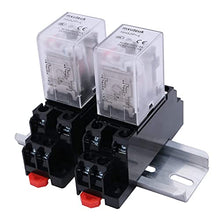 Load image into Gallery viewer, mxuteuk 2pcs HH52P DC 24V Coil 8 Pin 5A DPDT LED Indicator Electromagnetic Power Relay, with Base, with DIN Rail Slotted Aluminum
