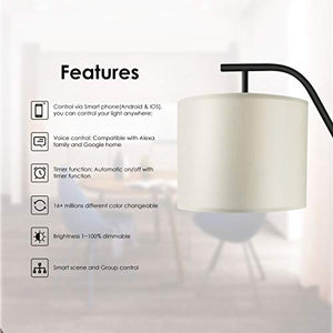 Floor lamp, Wellwerks Smart Light,- Classic Standing Industrial Arc Light with Lamp Shade, Modern Floor Lamp for Bedroom, Living Room, Study Room