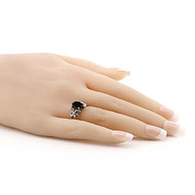 Load image into Gallery viewer, Gem Stone King 925 Sterling Silver Black Onyx Women&#39;s Engagement Ring (2.60 Cttw Oval 9X7MM) (Size 7)
