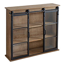 Load image into Gallery viewer, Kate and Laurel Barnhardt Decorative Wooden Wall Cabinet with Two Sliding Glass Doors, 30" x 28", Rustic Brown, Barndoor Modern Farmhouse Storage
