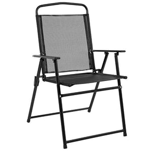 Flash Furniture Nantucket 6 Piece Black Patio Garden Set with Table, Umbrella and 4 Folding Chairs