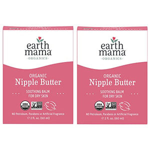 Organic Nipple Butter Breastfeeding Cream by Earth Mama | Lanolin-free, Safe for Nursing & Dry Skin, Non-GMO Project Verified, 2-Fluid Ounce (2-Pack)