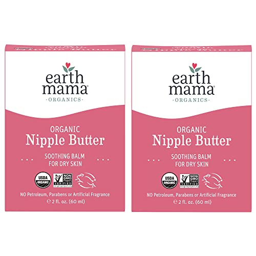 Organic Nipple Butter Breastfeeding Cream by Earth Mama | Lanolin-free, Safe for Nursing & Dry Skin, Non-GMO Project Verified, 2-Fluid Ounce (2-Pack)