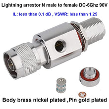 Load image into Gallery viewer, Coaxial N Type Lightning Arrestor 0 to 6 GHz (N-Male/N-Female) 50ohm,Protects 3G, 4G, LTE,GPS, 2.4GHz /5GHz Wi-Fi, 900MHz, Ham Other Outside Antennas
