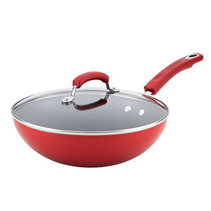 Rachael Ray Brights Nonstick Wok/Stir Fry Pan/Wok Pan - 11 Inch, Red Gradient