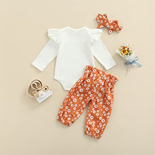 Load image into Gallery viewer, Newborn Infant Baby Girls Clothes Set Auntie Saying Letter Rompers Floral Daisy Pants Headband (White Bestie, 0-3 Months)
