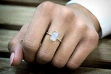 Load image into Gallery viewer, Anemone Unique Moonstone Ring 14K Rose Gold - Genuine Rose Gold Stacking Ring with Different Sizes for Women - Elegant Moonstone Rainbow 3.87 Carats Ring for Inner Strength
