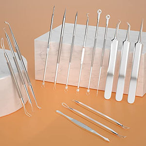 2022 Latest 15 PCS Pimple Popper Tool Kit, Blackhead Remover Comedone Acne Extractor Tools, Professional Sharp Stainless Skin Blemish Removal Pimple Tools with Metal Case