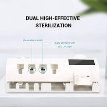 Load image into Gallery viewer, SZSY Rechargeable Solar Power Led Disinfection Wall Mounted Toothbrush Holder for Bathroom with 4 Toothbrush Holder 1 Shaver-White
