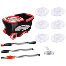 Load image into Gallery viewer, Spin Mop Bucket Floor Cleaning - Tsmine Mop and Bucket with Wringer Set Commercial Spinning Mopping Bucket Cleaning Supplies with 6 Replacement Refills,61" Extended Handle for Household Hardwood Floor
