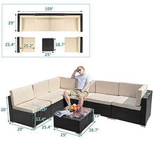 Load image into Gallery viewer, YITAHOME 7 Pieces Outdoor Conversation Set Patio Sectional Sofa PE Rattan Wicker Furniture Set Backyard Couch with Table &amp; Cushions for Porch Lawn Garden (Black)

