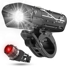 Load image into Gallery viewer, [Latest 2020] USB Rechargeable Super Bike Headlight and Back Light Set, Runtime 10+ Hours 600 Lumen Bright Front Lights and Tail Rear LED, 5 Light Mode Options Fits All Bicycles, Road, Mountain
