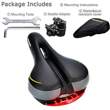 Load image into Gallery viewer, Comfortable Men Women Bike Seat - DAWAY C66 Foam Padded Leather Road Mountain Bicycle Saddle Cushion with Taillight, Waterproof, Soft, Breathable, Fit MTB, Most Bikes, for Everyone
