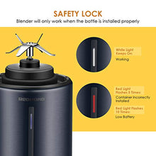 Load image into Gallery viewer, REDMOND Portable Blender 5000mAh USB Rechargeable Smoothie Blender with 16oz Glass Bottle Stainless Steel Shell for Smoothie Milk Shake Mini Travel Size - Black
