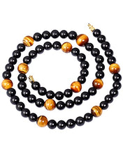 Load image into Gallery viewer, Jewever Starry Sky Tiger Eye/Black obsidian Crystal Necklaces Energy Reiki Healing Gemstone Natural Stone Jewelry for Women Mens Necklace Jewelry Strand
