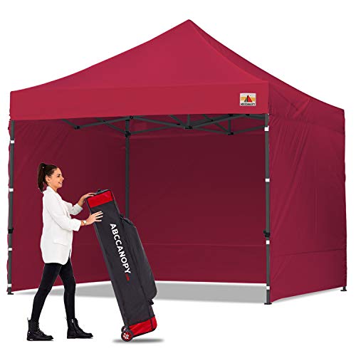ABCCANOPY Heavy Duty Ez Pop up Canopy Tent with Sidewalls 10x10, Burgundy