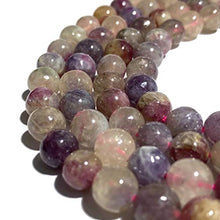Load image into Gallery viewer, [ABCgems] Brazilian Cherry Tourmaline in Lepidolite (Gorgeous Inclusions- Mohs Hardness 7.5) 10mm Smooth Round Natural Semi-Precious Gemstone Healing Energy Beads
