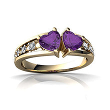 Load image into Gallery viewer, 14kt Yellow Gold Amethyst and Diamond 5mm Heart Heart to Heart Ring - Size 7
