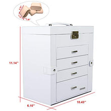 Load image into Gallery viewer, Homde Synthetic Leather Huge Jewelry Box Mirrored Watch Organizer Necklace Ring Earring Storage Lockable Gift Case (White)

