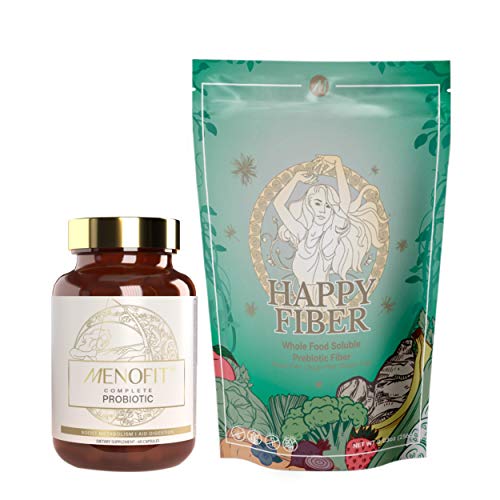 Fit & Happy by MenoLabs | Probiotic + Triple Fiber Combo for Natural Weight Management & Menopause Smptom Relief, Digestion, Mood and Metabolism Support