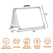 Load image into Gallery viewer, Small Whiteboard Dry Erase Boards, Portable White Board Double Sided Magnetic Board Stand, Foldable Desktop White Boards for Kids Students Teacher for School Home Kitchen Office 12x16 Inch
