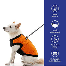 Load image into Gallery viewer, Gooby Fashion Vest Dog Jacket - Orange, Large - Warm Zip Up Dog Bomber Vest with Dual D Ring Leash - Winter Water Resistant Small Dog Sweater - Dog Clothes for Small Dogs Boy or Medium Dogs
