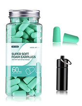 Load image into Gallery viewer, SNR 38dB Sleeping Ear Plugs, 60 Pairs Strong Noise Reduction Earplug, Industrial-Grade Hearing Protect Earplugs for Working, Snoring, Studying, Ultra Soft and Slow Rebound with Portable Carrying Case
