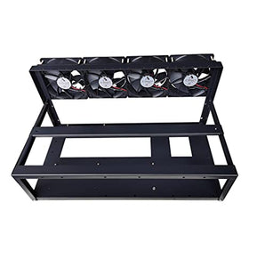 Zuajiter 68 Gpu Mining Rig Frame with 4pcs Fan, Miner Mining Rig Case Rack Steel Open Air Pc Computer Case for Currency Bitcoin Crypto Coin ETHETCZEC Mining Accessories Tools, black