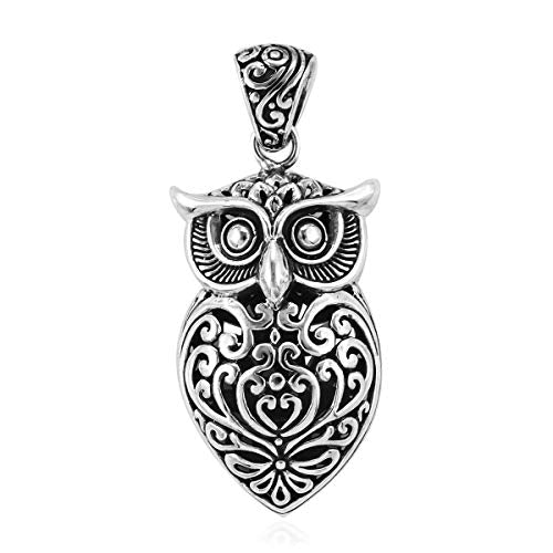 925 Sterling Silver Owl Oxidized Tribal Pendant Necklace for Women Jewelry Anniversary 8 g