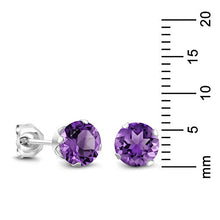 Load image into Gallery viewer, Gem Stone King Sterling Silver Round Purple Amethyst Women&#39;s Stud Earrings 6mm 1.50 Carat Total Weight
