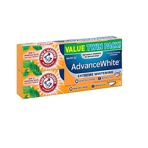ARM & HAMMER Advanced White Extreme Whitening Toothpaste, TWIN PACK (Contains Two 6oz Tubes) -Clean Mint- Fluoride Toothpaste