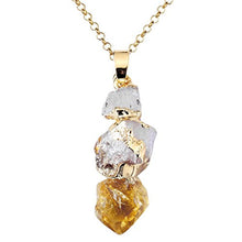 Load image into Gallery viewer, Top Plaza Natural Topaz Crystal Healing Crystal Golden Plated Rodlike Shapeless Pendant Necklace
