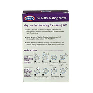 Urnex Nespresso Machine Descaler and Cleaner - 2 Step Descaling and Cleaning Kit