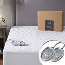 Load image into Gallery viewer, Premium Heated Mattress Pad King Size 78x80 | Quilted Cotton Heated Mattress Pad with 20 Heat Setting Dual Controller &amp; Auto Shut Off | Relieve Sore Muscles/Joints
