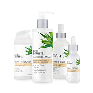 InstaNatural Vitamin C Skin Care Set with Vitamin C Facial Cleanser, Toner, Serum and Moisturizer for Hydrating, Anti Aging and Brightening