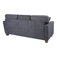 Load image into Gallery viewer, OSP Home Furnishings Russell Reversible Sectional Sofa with 2 Pillows and Coffee Finished Legs, Navy
